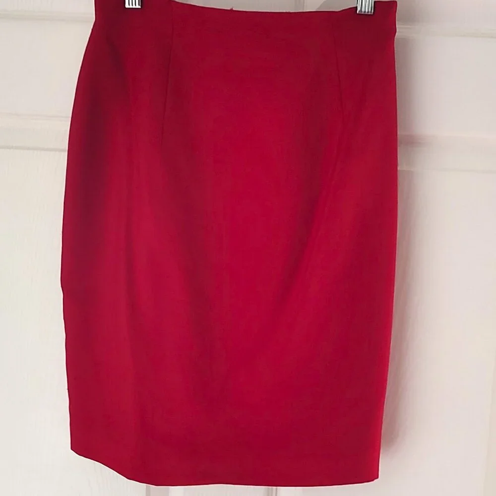 Vintage Red Valerie Stevens 100% Silk 2-Piece Skirt & Jacket Suit-Size 6 - Picture 4 of 11